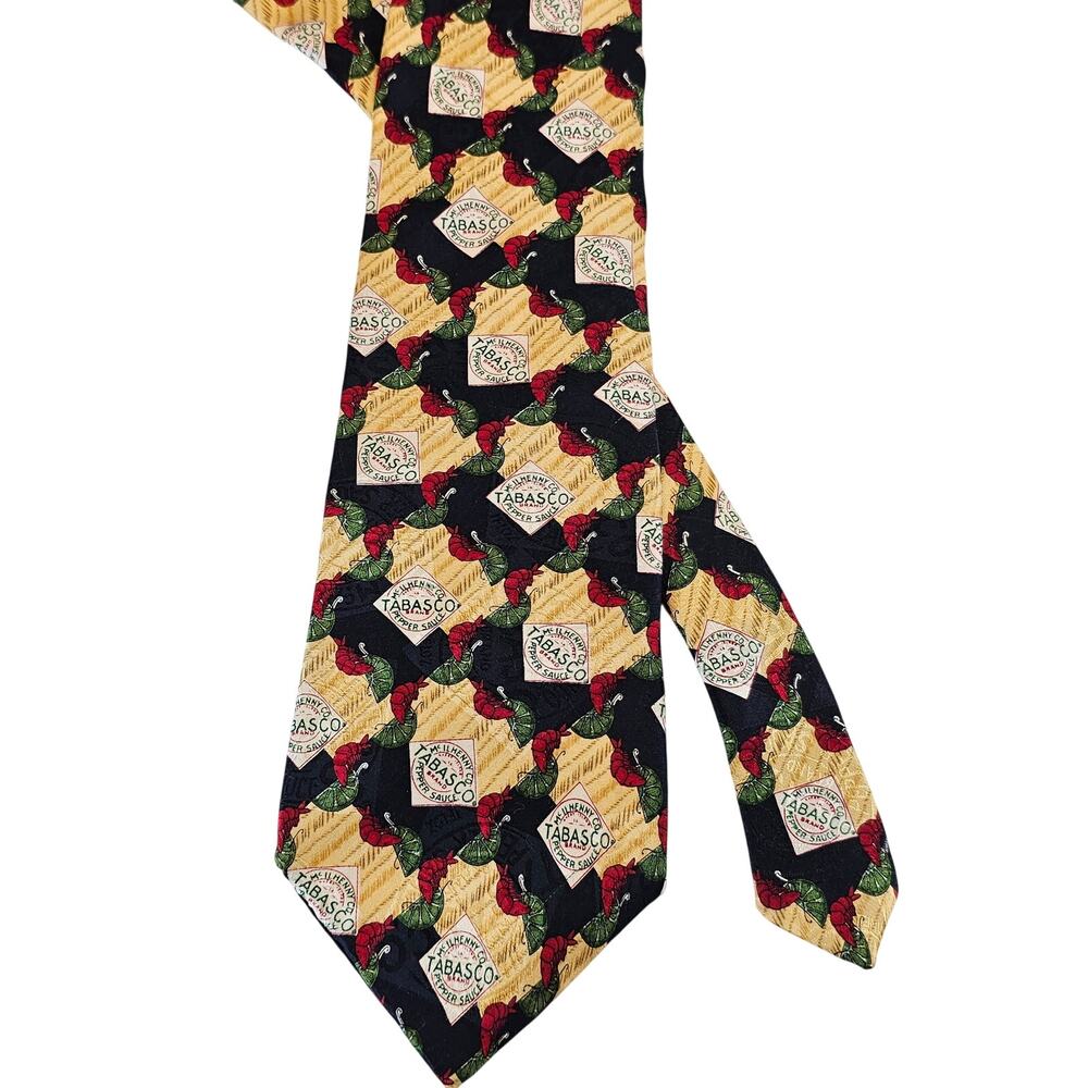 Tabasco Hot Sauce Silk Tie 3.75x60" Novelty Shrimp Lime Pattern USA Made Gift